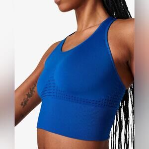 Sweaty Betty Stamina Seamless Knit Longline Sports Bra Cobalt Blue Size Small